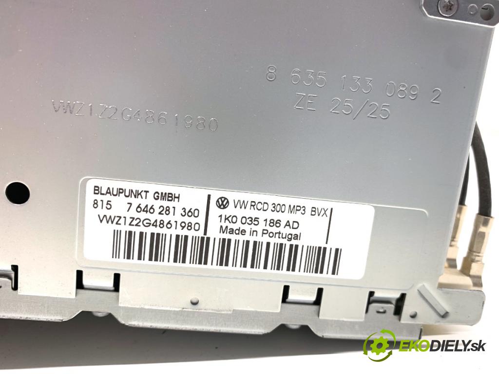 VW GOLF V Kombi 2007 75 kW 1.6 1595 RADIO 1K0035186AD (Audio zariadenie)