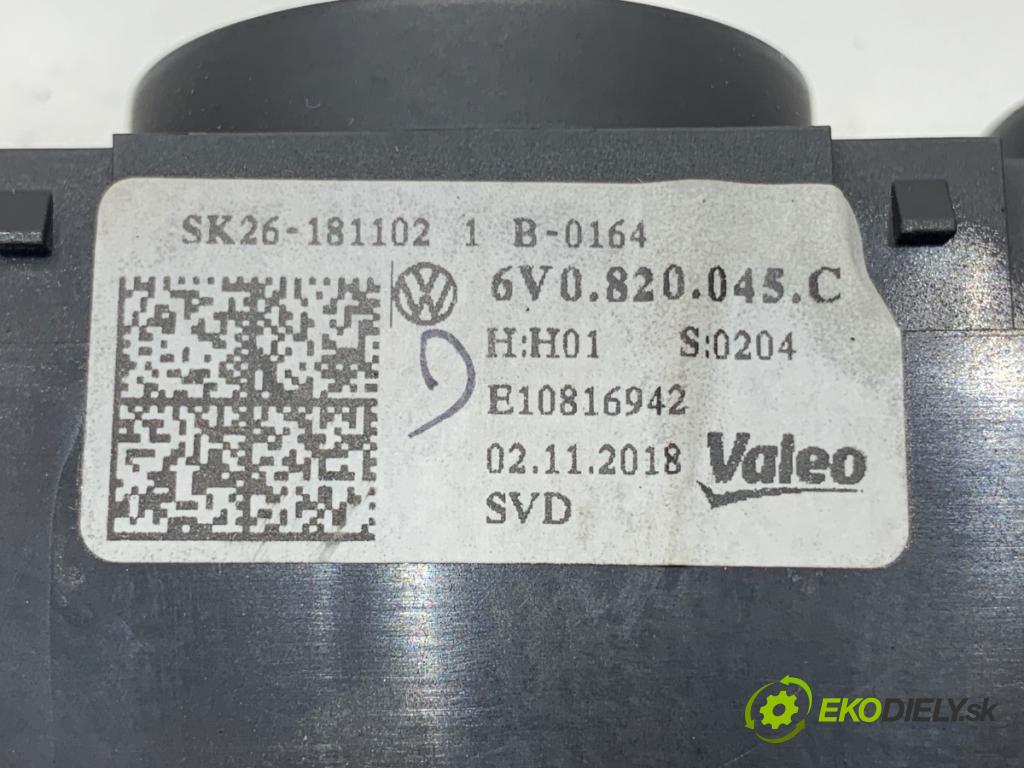 SKODA FABIA III liftback 2018 55 kW 1.0 999 Panel ovládania kúrenia 6V0820045C (Prepínacie páčky pod volantom)