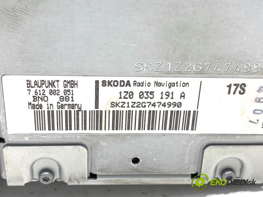 SKODA ROOMSTER nadwozie wielkoprzestrzenne (MPV) 2007 77 kW 1.9 TDI 1896 RADIO 1Z0035191A (Audio zariadenie)