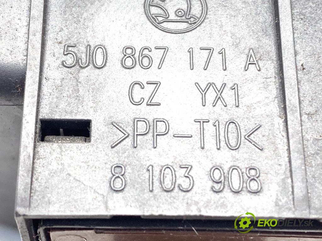 SKODA ROOMSTER nadwozie wielkoprzestrzenne (MPV) 2007 77 kW 1.9 TDI 1896 Prepínač okien 5J0867171A (Prepínacie páčky pod volantom)