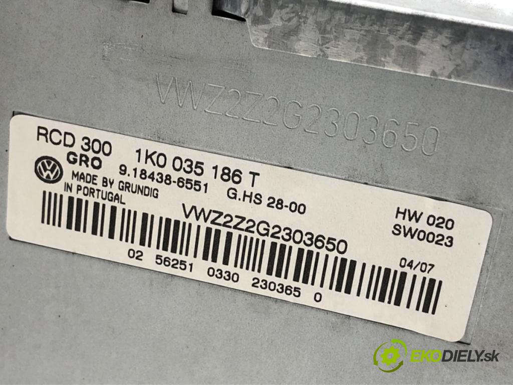 VW GOLF V liftback 2007 77 kW 1.9 TDI 1896 RADIO 1K0035186T (Audio zariadenie)