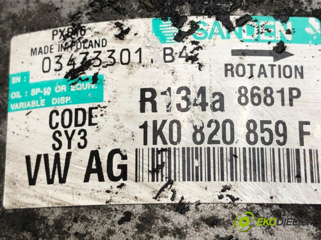 VW GOLF V liftback 2007 77 kW 1.9 TDI 1896 Kompresor klimatizácie 1K0820859F (Kompresor klimatizácie)