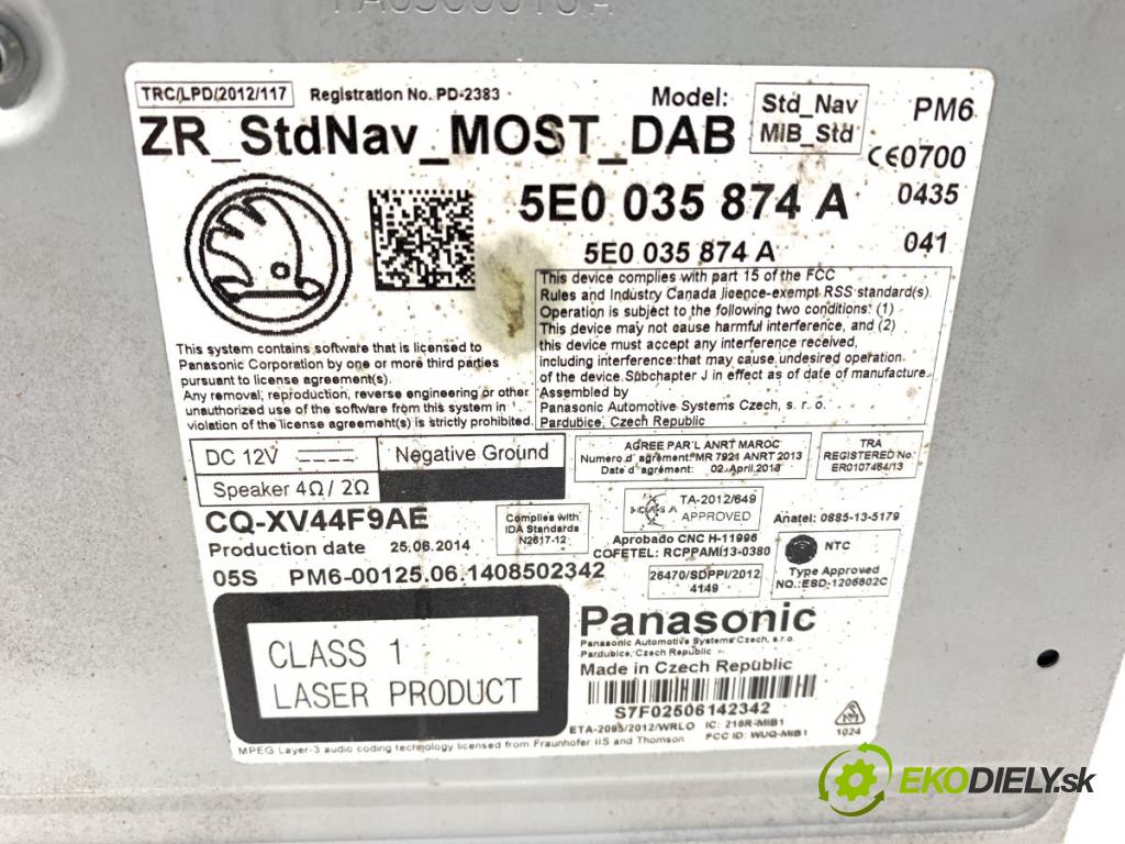 SKODA OCTAVIA III Kombi 2015 77 kW 1.6 TDI 1598 čítač navigácie 5E0035874A (Elektrosúčasti ostatné)