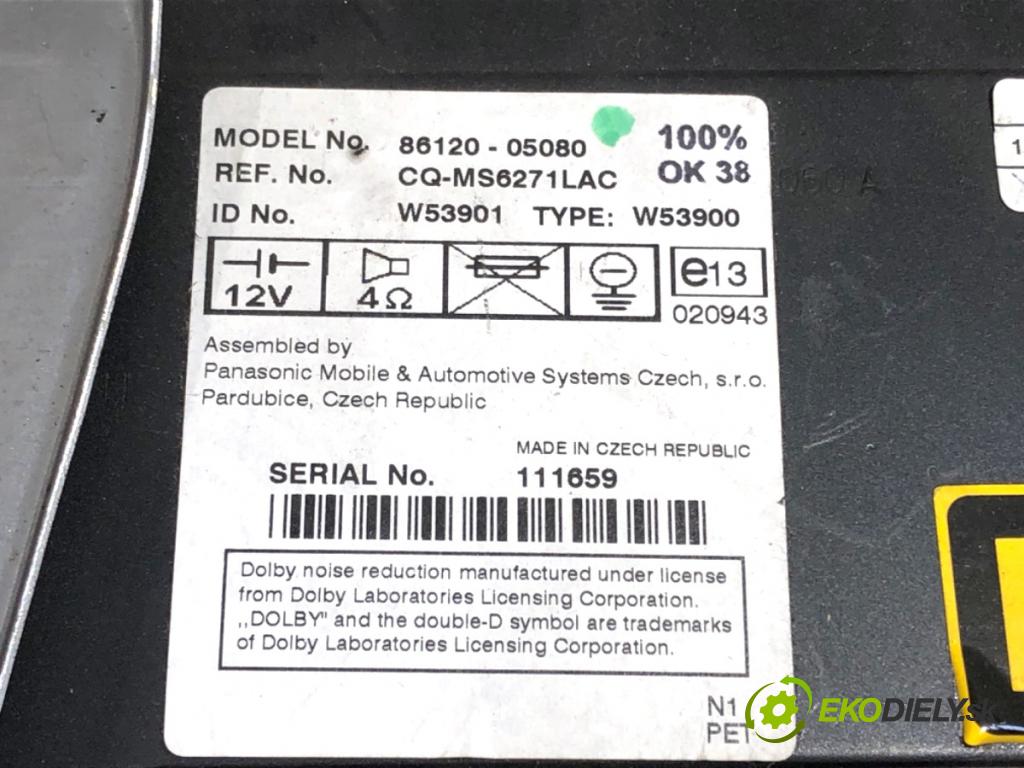 TOYOTA AVENSIS T25 sedan 2004 95 kW 1.8 (ZZT251_) 1794 RADIO 86120-05080 (Audio zariadenie)