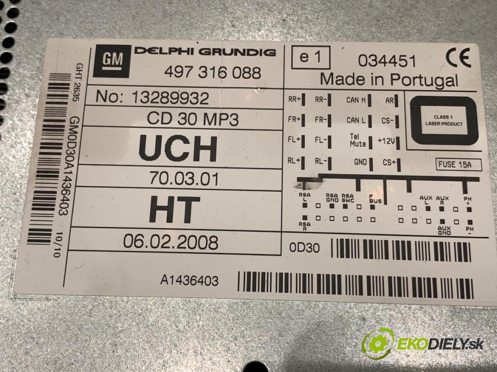 OPEL ASTRA H liftback 2010 85 kW 1.6 (L48) 1598 RADIO 13289932 (Audio zariadenie)