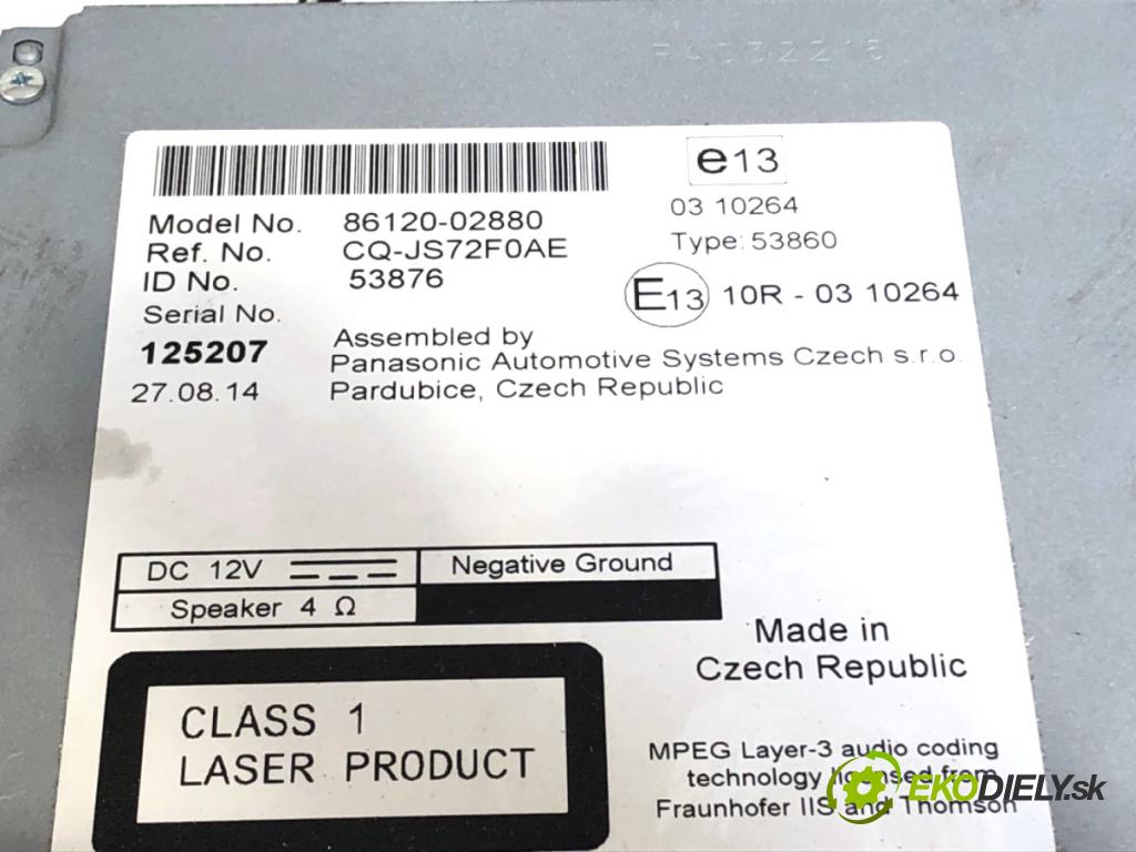 TOYOTA AURIS II Kombi 2014 97 kW 1.6 (ZRE185_) 1598 RADIO 86120-02880 (Audio zariadenie)