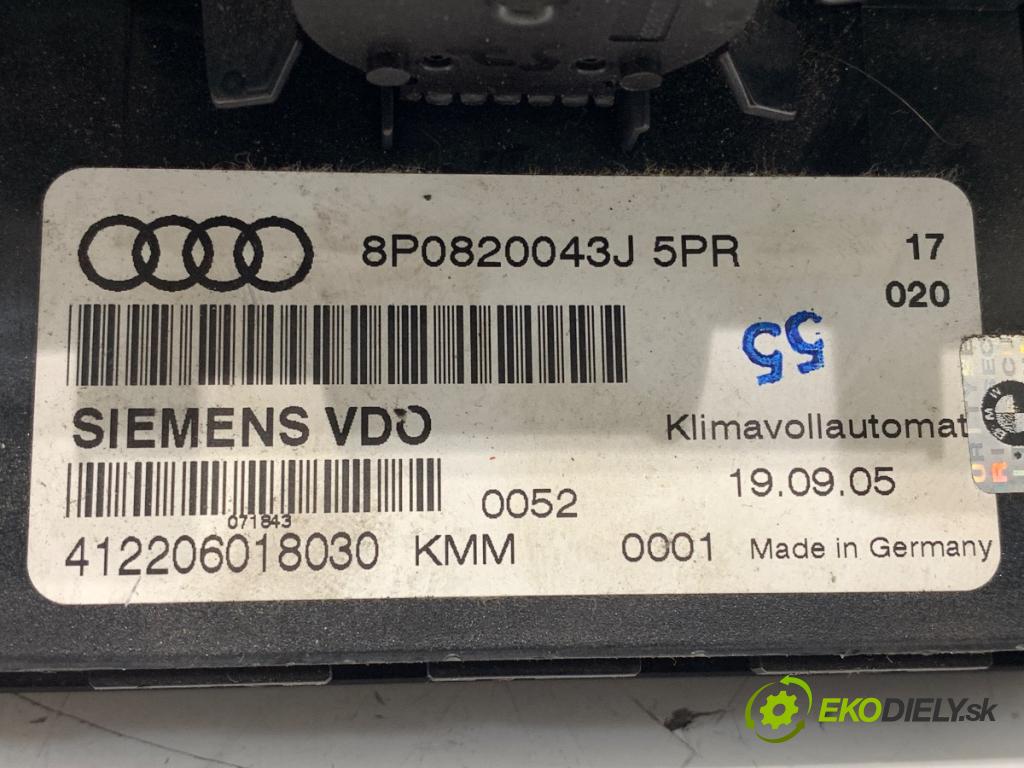 AUDI A3 8P liftback 2003 103 kW 2.0 TDI 16V 1968 Panel ovládania kúrenia 8P0820043J (Prepínacie páčky pod volantom)