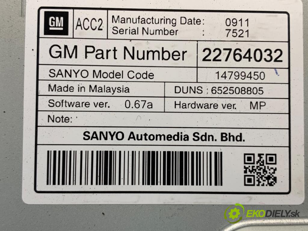 CHEVROLET CRUZE liftback 2012 104 kW 1.8 1796 Dislpej 22764032 (Prístrojová doska)