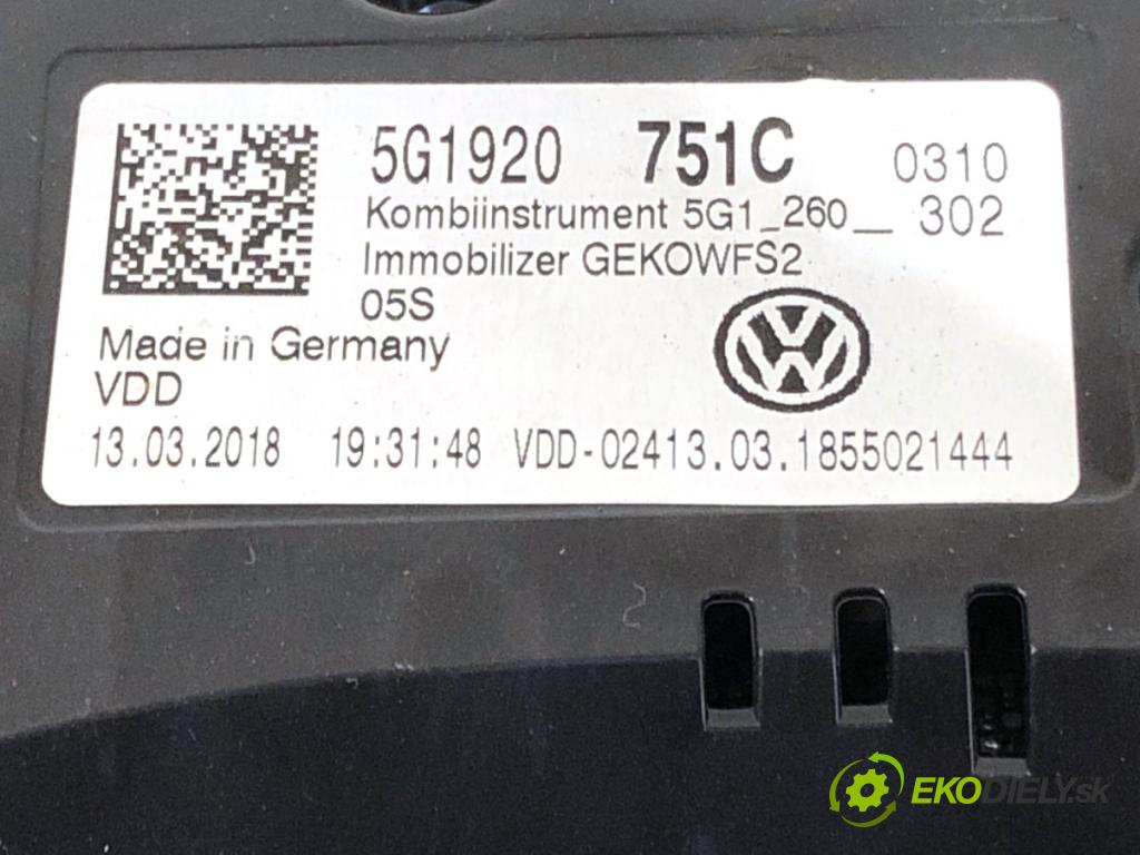 VW GOLF VII Kombi 2018 85 kW 1.6 TDI 1598 Prístrojovka 5G1920751C (Prístrojová doska)