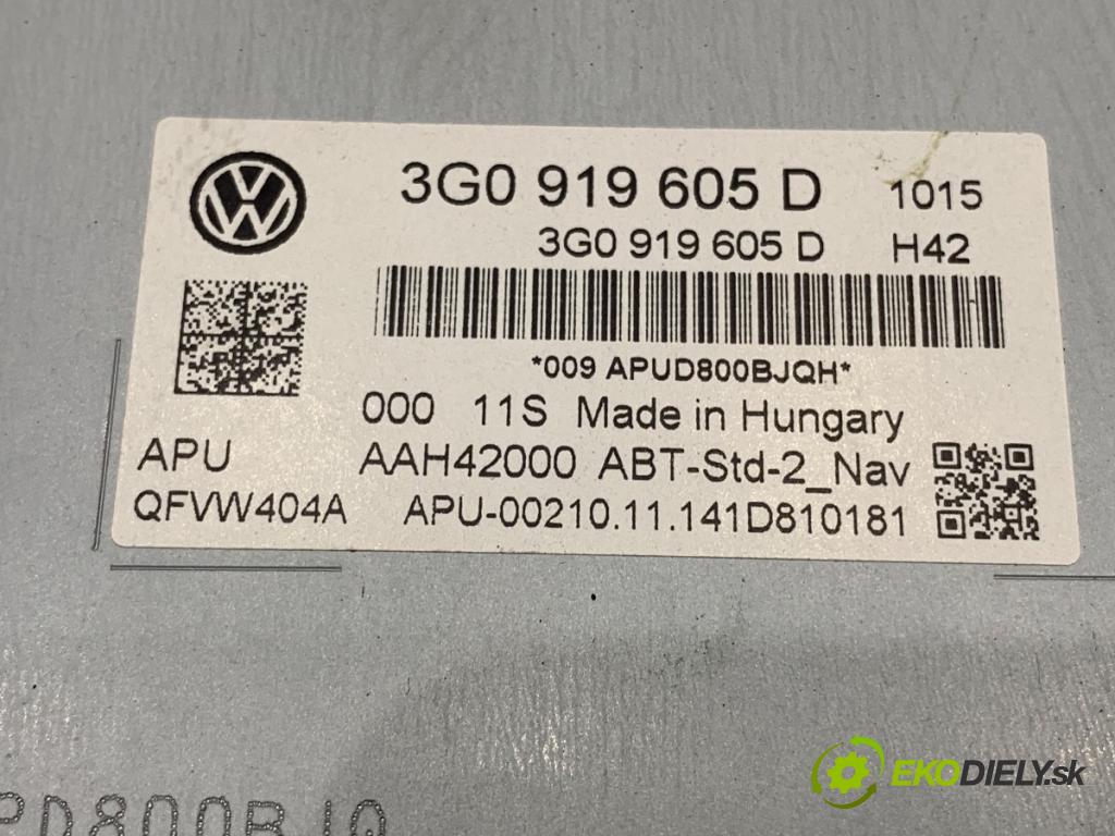 VW PASSAT B8 Kombi 2014 110 kW 2.0 TDI 1968 RADIO 3G0919605D (Audio zariadenie)