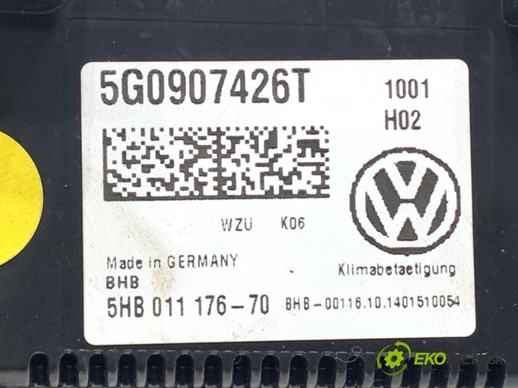 VW PASSAT B8 Kombi 2014 110 kW 2.0 TDI 1968 Panel ovládania kúrenia 5G0907426T (Prepínacie páčky pod volantom)