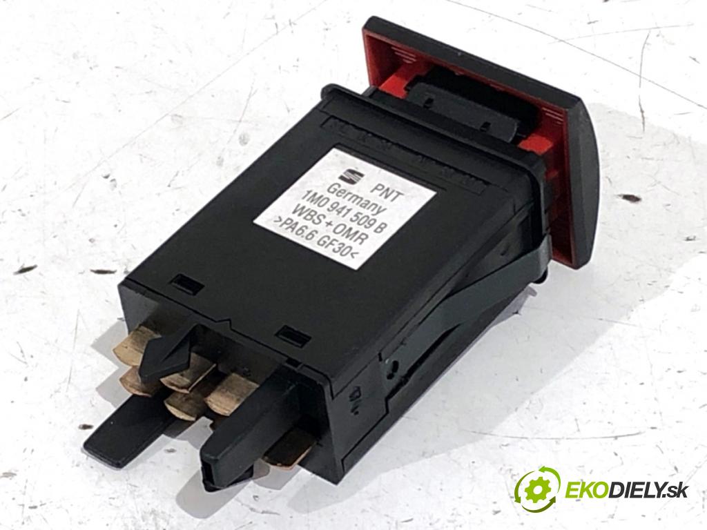 SEAT LEON I liftback 2005 77 kW 1.6 16 V 1598 Spínač svetiel výstražných (núdzových) 1M0941509B (Prepínacie páčky pod volantom)