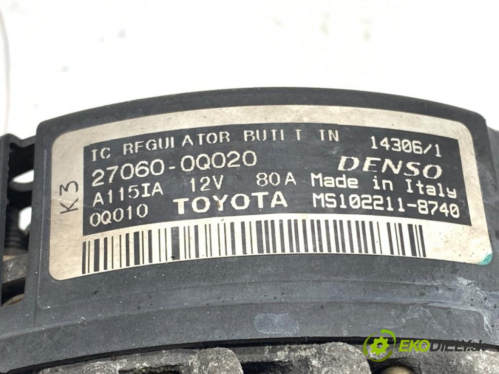 PEUGEOT 107 liftback 2006 50 kW 1.0 998 Alternátor 27060-0Q020 (Alternátor)