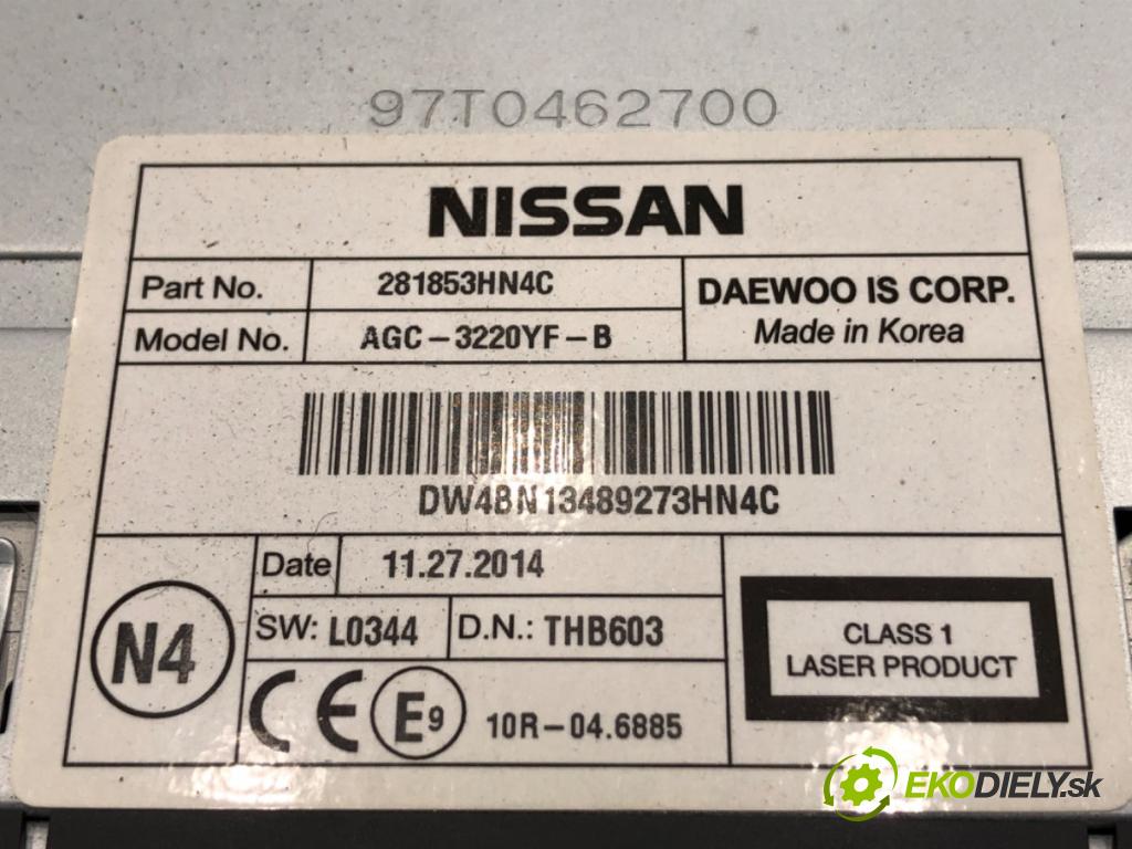 NISSAN MICRA K13 liftback 2015 59 kW 1.2 1198 RADIO 281853HN4C (Audio zariadenie)