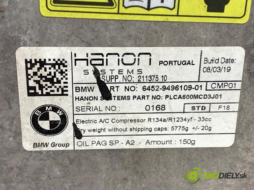 BMW G30 sedan 2019 135 kW 530 e Plug-in-Hybrid 1998 Kompresor klimatizácie 9496109 (Kompresor klimatizácie)