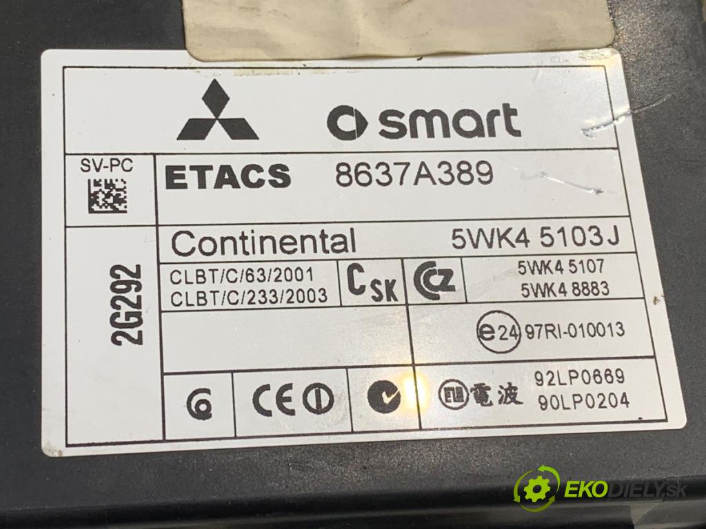 MITSUBISHI COLT VI liftback 2012 70 kW 1.3 1332 modul BSI 8637A389 (Pojistková skříňka)