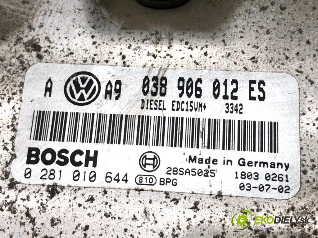 VW GOLF IV liftback 2003 50 kW 1.9 SDI 1896 riadiaca jednotka Motor 038906012ES (Riadiaca jednotka)