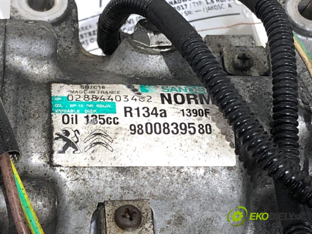 PEUGEOT 3008 nadwozie wielkoprzestrzenne (MPV) 2014 84 kW 1.6 HDi 1560 Kompresor klimatizácie 9800839580 (Kompresor klimatizácie)