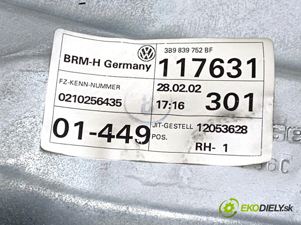 VW PASSAT B5 FL sedan 2002 96 kW 1.9 TDI 4motion 1896 mechanismus okna pravý zadní část