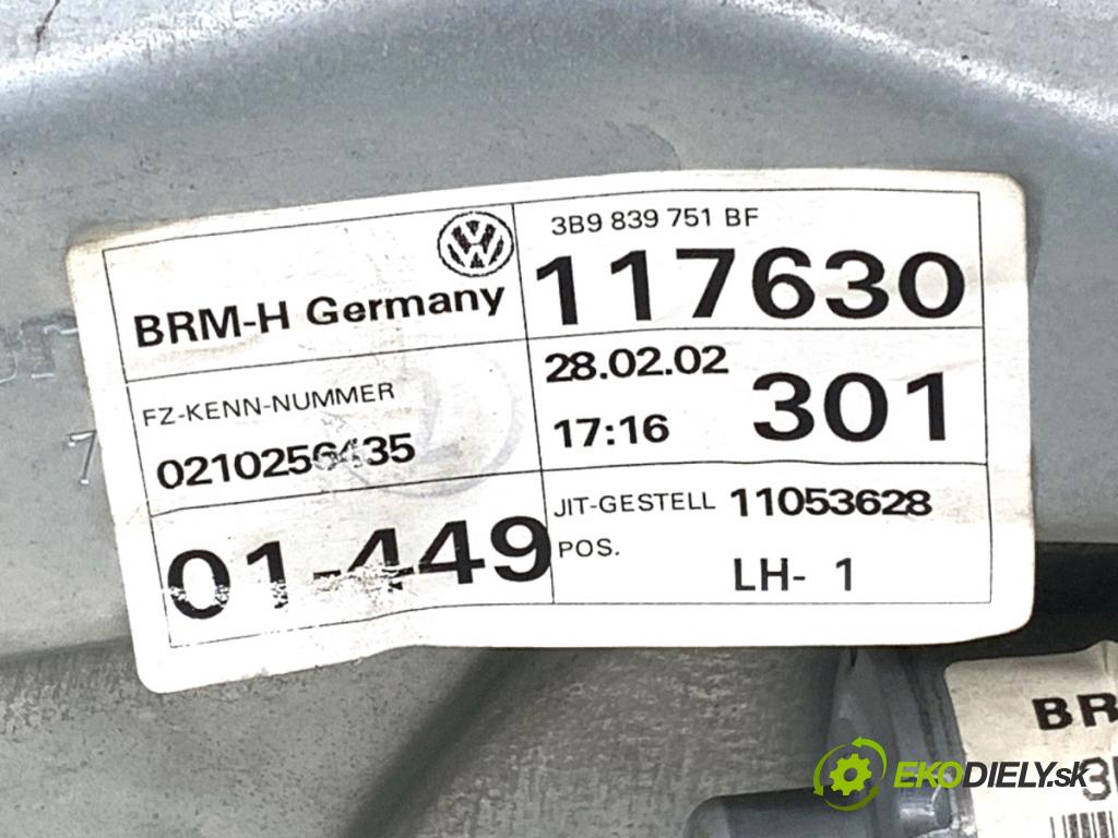 VW PASSAT B5 FL sedan 2002 96 kW 1.9 TDI 4motion 1896 mechanismus okna levý zadní část 3B9839751BF
