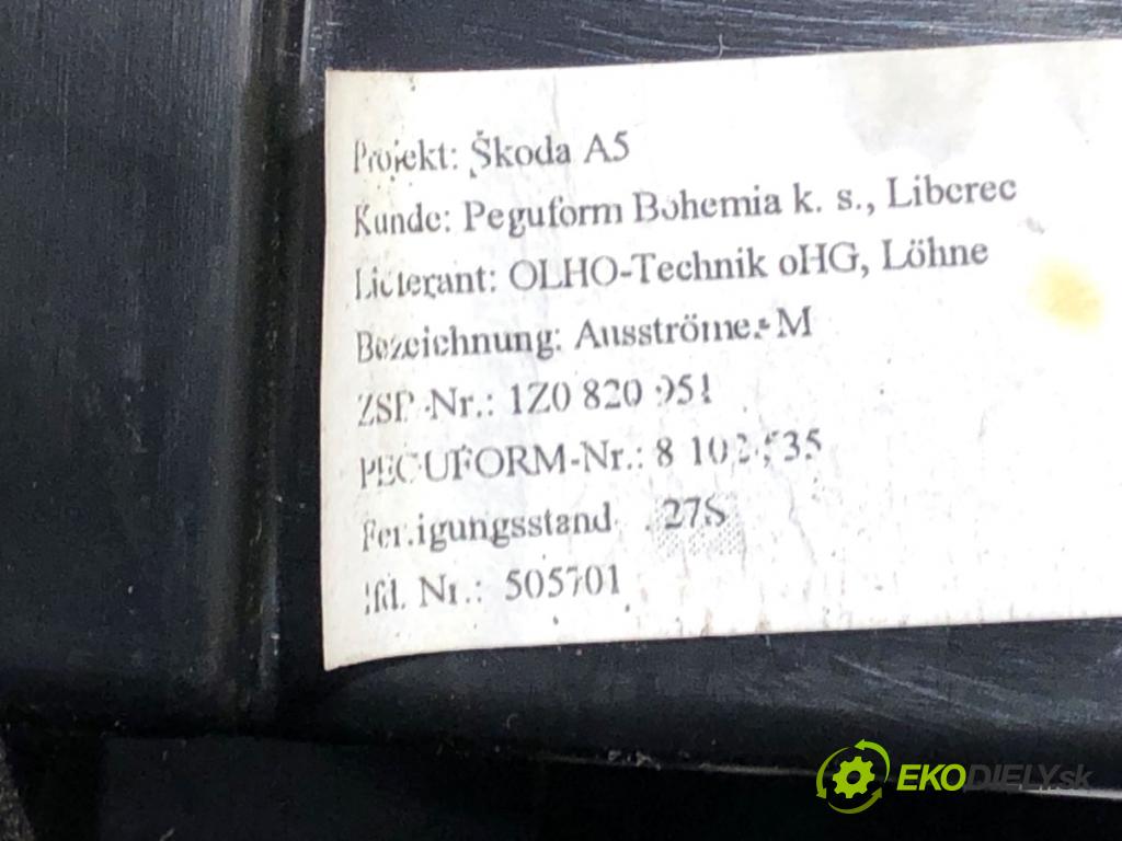 SKODA OCTAVIA II liftback 2007 77 kW 1.9 TDI 1896 mří topení přední část 1Z0820951