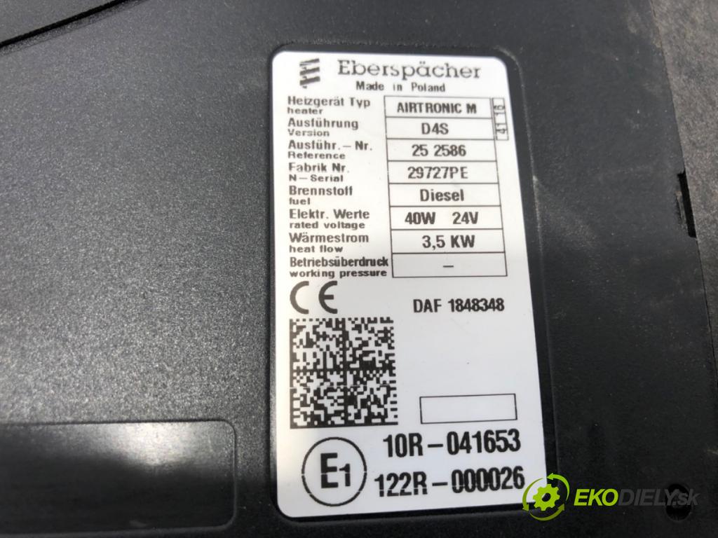 DAF XF Ciągnik siodłowy 2016 340 kW FT 460 340 kW [462 KM] olej napędowy 2012 - 2022 12900 Webasto 1848348 (Webasto (nezávislé topení))