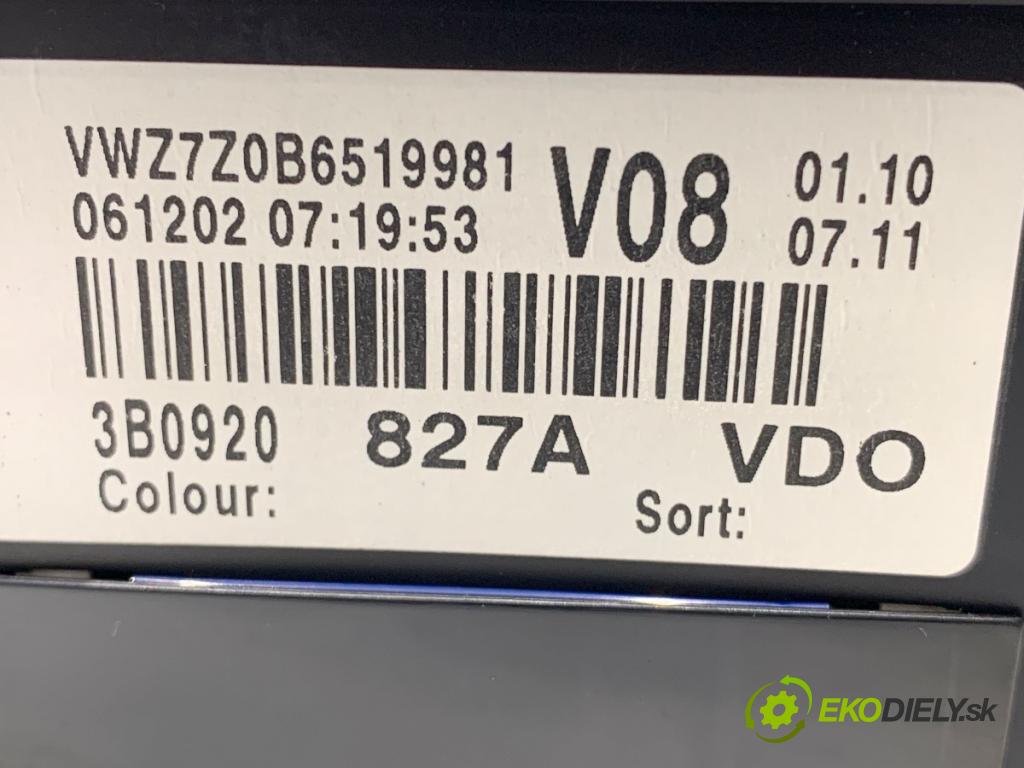 VW PASSAT B5 FL sedan 2002 96 kW 1.9 TDI 1896 Prístrojovka 3B0920827A (Prístrojová doska)