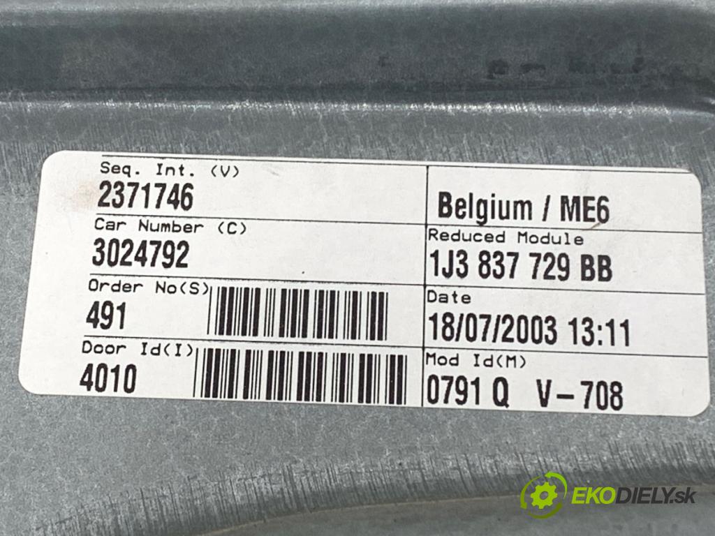 VW GOLF IV liftback 2003 55 kW 1.4 16V 1390 mechanismus okna levý přední část 1J3837729BB