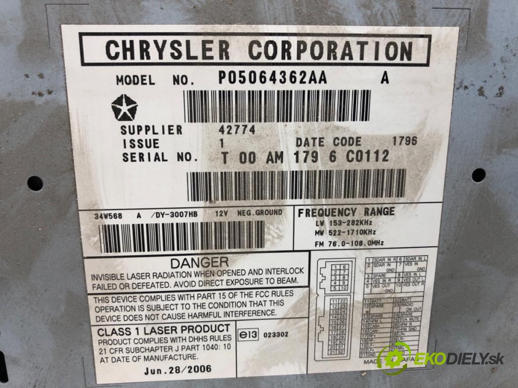 DODGE CALIBER liftback 2006 103 kW 2.0 CRD 1968 RADIO P05064362AA (Audio zariadenie)