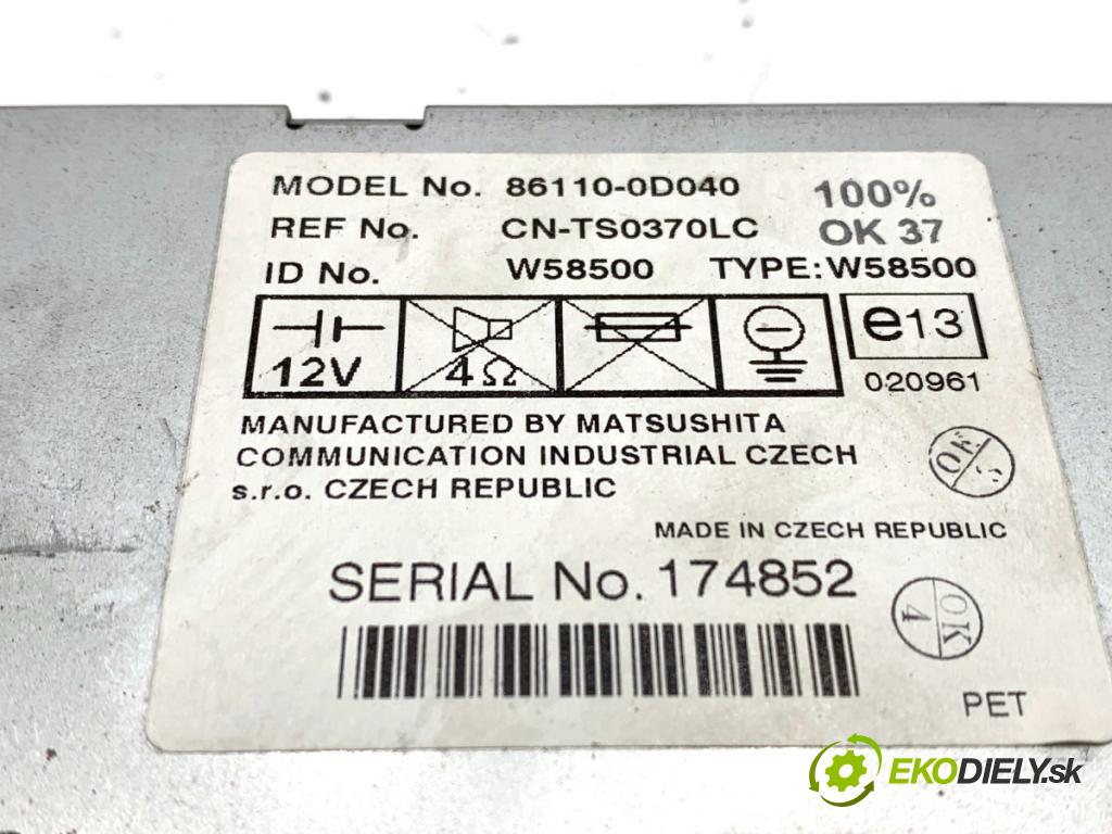 TOYOTA YARIS I liftback 2003 64 kW 1.3 (SCP12_, SCP13_) 1298 RADIO 86110-0D040 (Audio zariadenie)