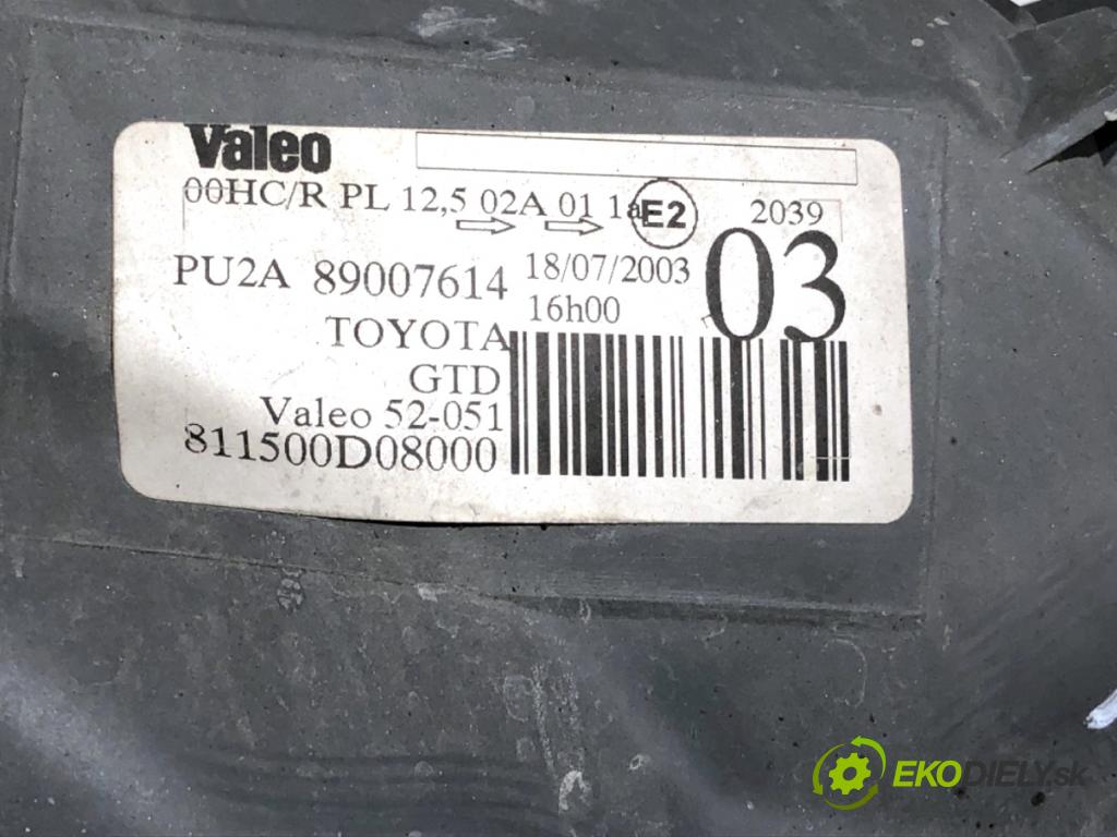 TOYOTA YARIS I liftback 2003 64 kW 1.3 (SCP12_, SCP13_) 1298 světlomet levý přední část 89007614