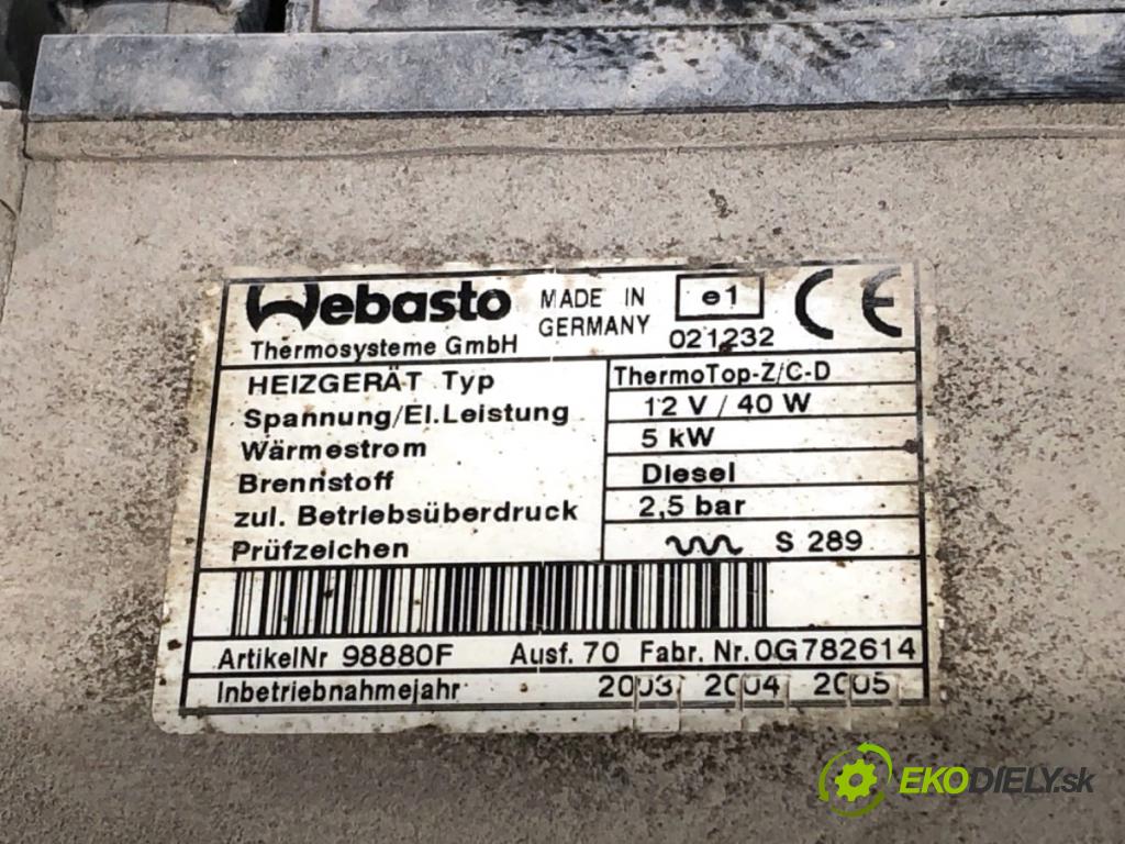 CITROEN C8 nadwozie wielkoprzestrzenne (MPV) 2003 80 kW 2.0 HDi 1997 Webasto THERMO TOP Z/C-D (Webasto (nezávislé topení))