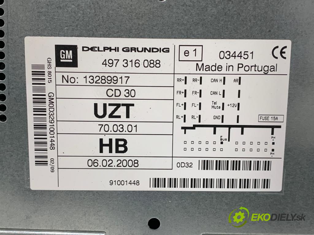 OPEL CORSA D liftback 2009 59 kW 1.2 (L08, L68) 1229 RADIO 13289917 (Audio zariadenie)