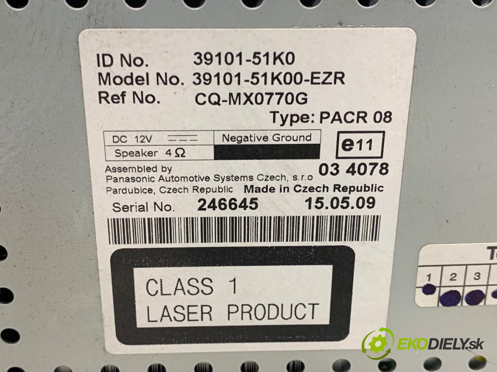 SUZUKI SPLASH liftback 2010 63 kW 1.2 (A5B 412) 1242 RADIO 39101-51K0 (Audio zariadenie)