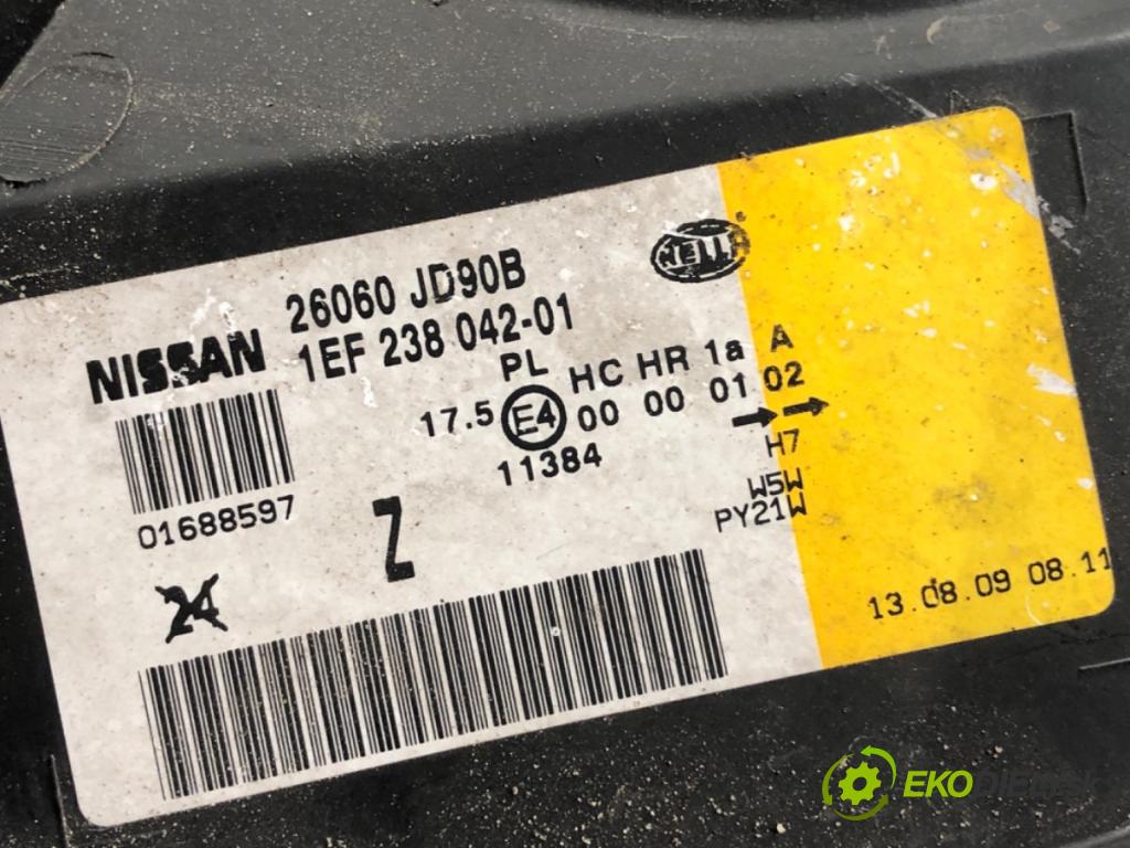 NISSAN QASHQAI J10 SUV 2009 84 kW 1.6 1598 světlomet levý přední část 26060JD90B