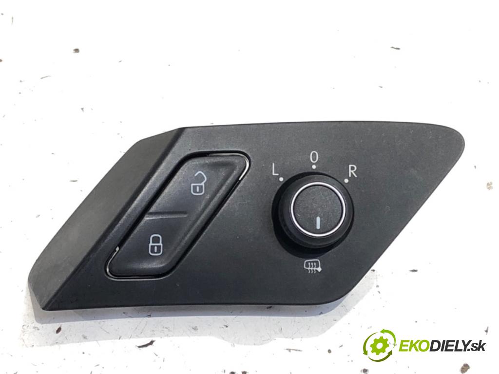VW GOLF VII liftback 2014 90 kW 1.4 TSI 1395 Prepínač nastavenia spätných zrkadiel 5G0959565AC (Prepínacie páčky pod volantom)