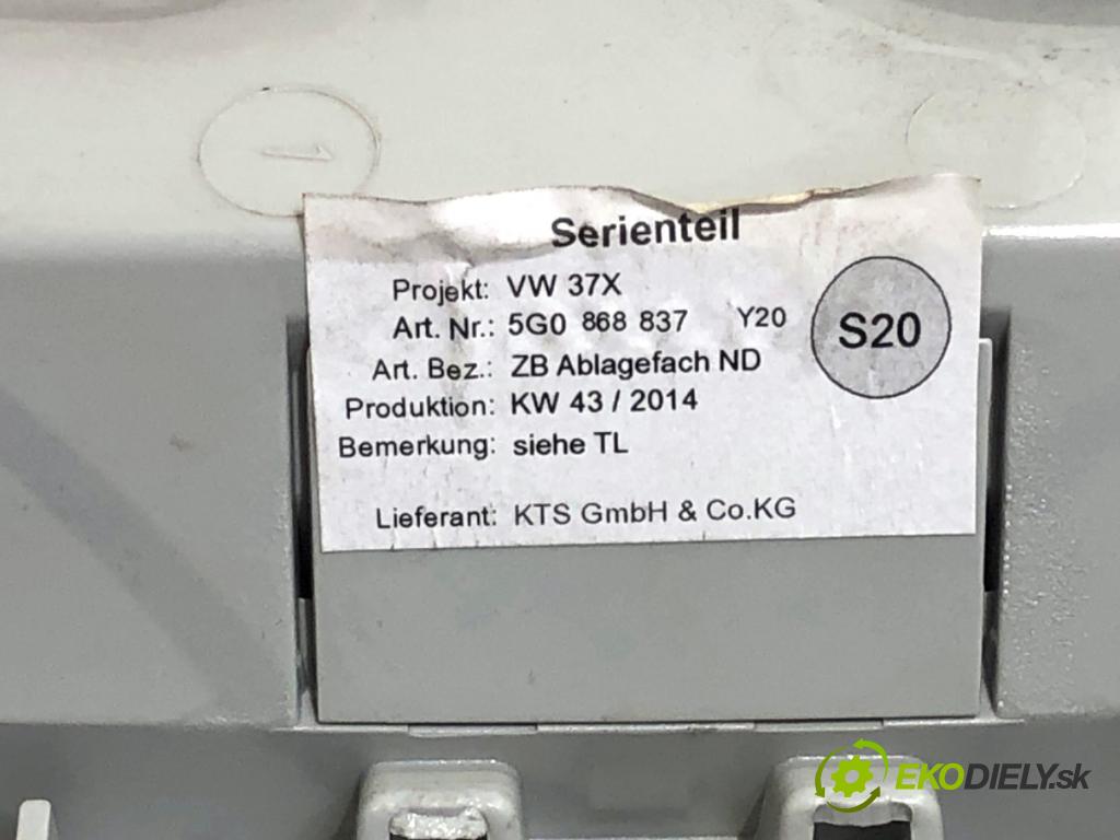 VW GOLF VII liftback 2014 90 kW 1.4 TSI 1395 přihrádka kastlík na skla 5G0868837