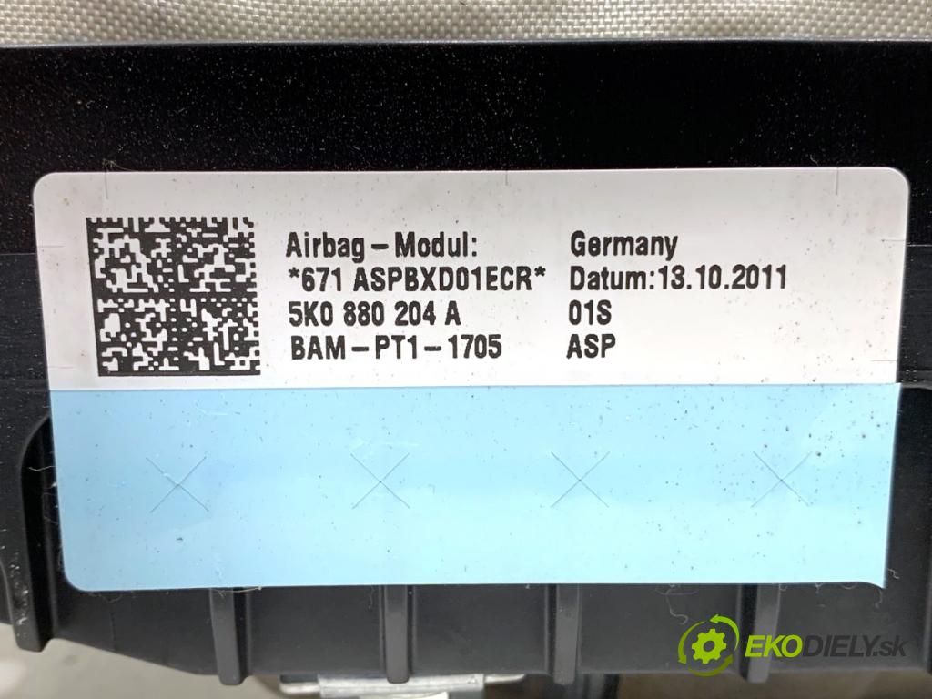 VW GOLF VI liftback 2011 63 kW 1.2 TSI 1197 AirBag spolujazdca 5K0880204A (Airbag)