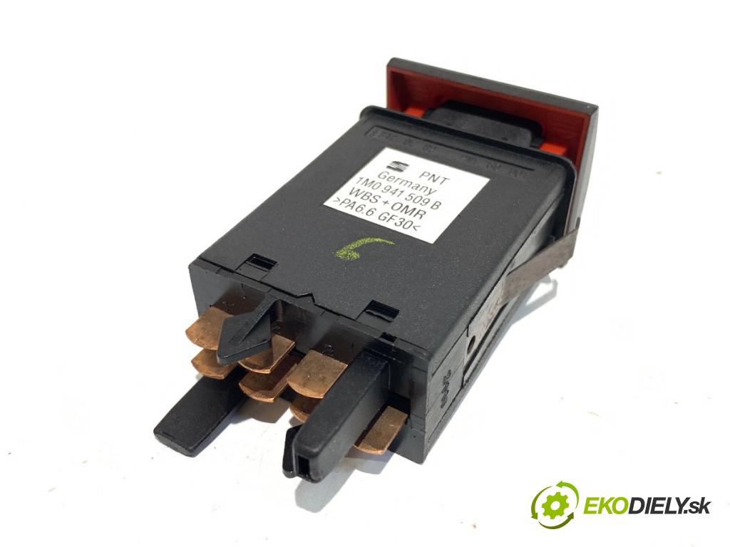 SEAT LEON I liftback 2001 77 kW 1.6 16 V 1598 Spínač svetiel výstražných (núdzových) 1M0941509B (Prepínacie páčky pod volantom)