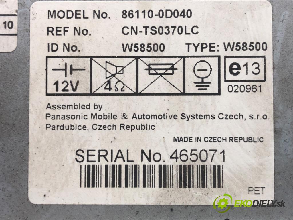 TOYOTA YARIS I liftback 2005 55 kW 1.4 D-4D (NLP10_) 1364 RADIO 86110-0D040 (Audio zariadenie)