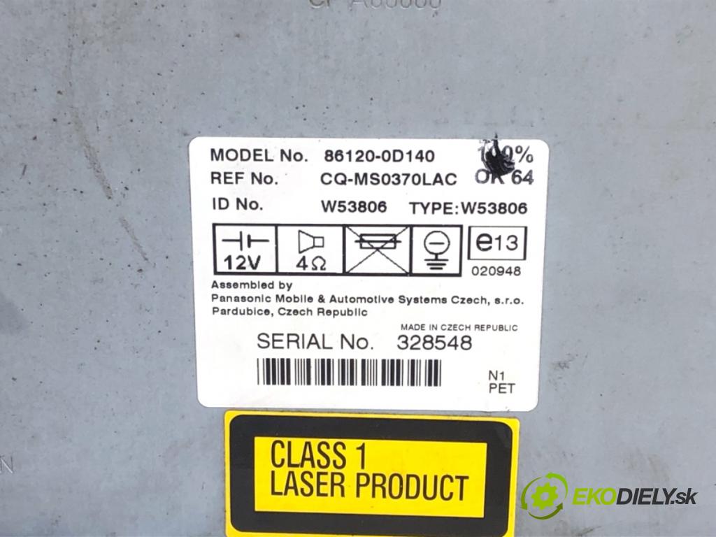 TOYOTA YARIS I liftback 2005 55 kW 1.4 D-4D (NLP10_) 1364 RADIO 86120-0D140 (Audio zariadenie)