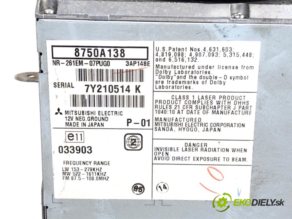 PEUGEOT 4007 SUV 2008 115 kW 2.2 HDi 2179 RADIO 8750A138 (Audio zariadenie)