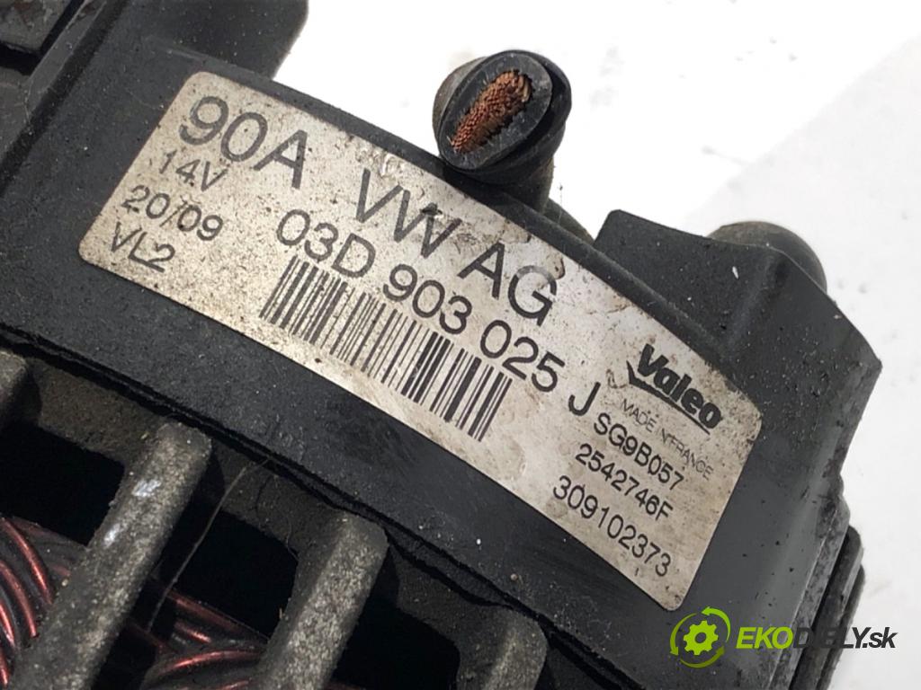 SEAT IBIZA IV liftback 2009 51 kW 1.2 1198 Alternátor 03D903025J (Alternátor)