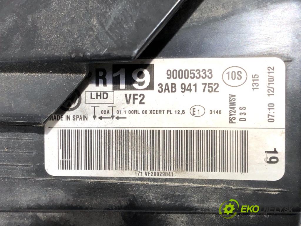 VW PASSAT B7 Kombi 2012 118 kW 1.8 TSI 1798 světlomet pravý přední část XENON 3AB941752