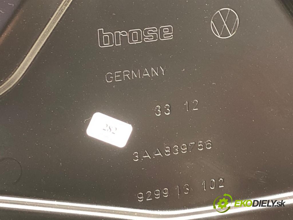 VW PASSAT B7 Kombi 2012 118 kW 1.8 TSI 1798 mechanismus okna pravý zadní část 3AA839756