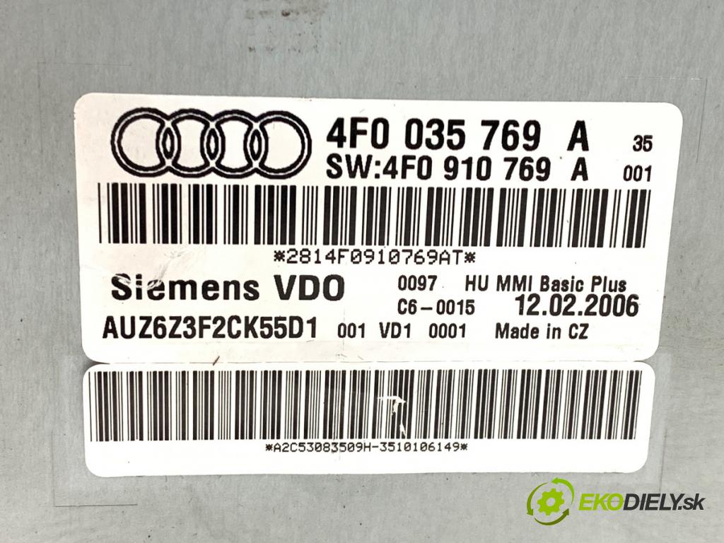 AUDI A6 C6 Kombi 2006 125 kW 2.0 TFSI 1984 RADIO 4F0035769A (Audio zariadenie)