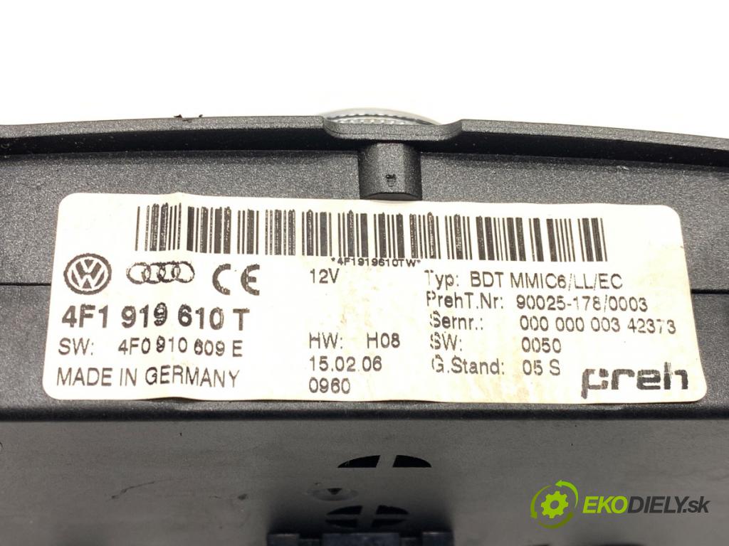 AUDI A6 C6 Kombi 2006 125 kW 2.0 TFSI 1984 Panel ovládaní navigace 4F1919610T