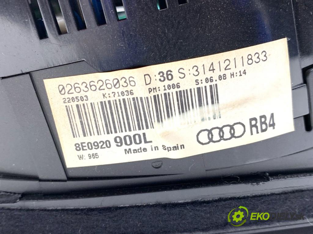 AUDI A4 B6 sedan 2003 96 kW 2.0 1984 Prístrojovka 8E0920900L (Prístrojová doska)