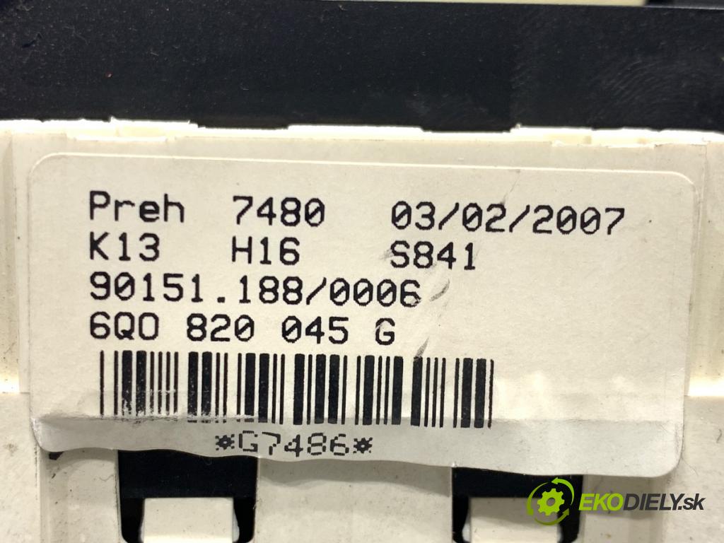 VW POLO IV 9N liftback 2007 51 kW 1.4 TDI 1422 Panel ovládania kúrenia 6Q0820045G (Prepínacie páčky pod volantom)