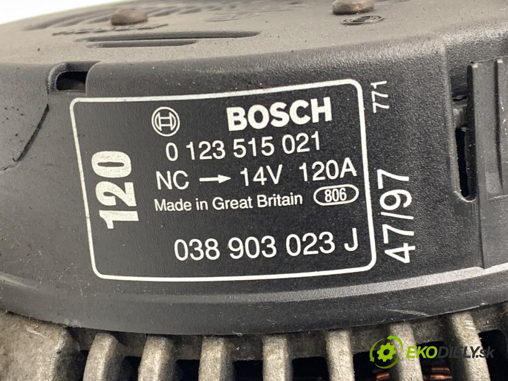AUDI A3 8L liftback 1998 81 kW 1.9 TDI 1896 Alternátor 038903023J 0123515021 (Alternátor)